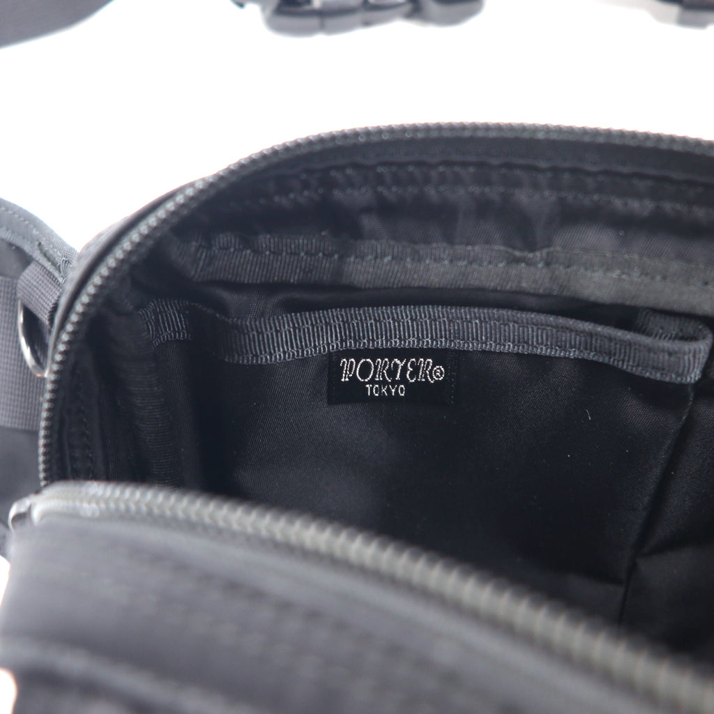 PORTER Waist Bag Body Bag Black Nylon Diamond Pattern Made in Japan