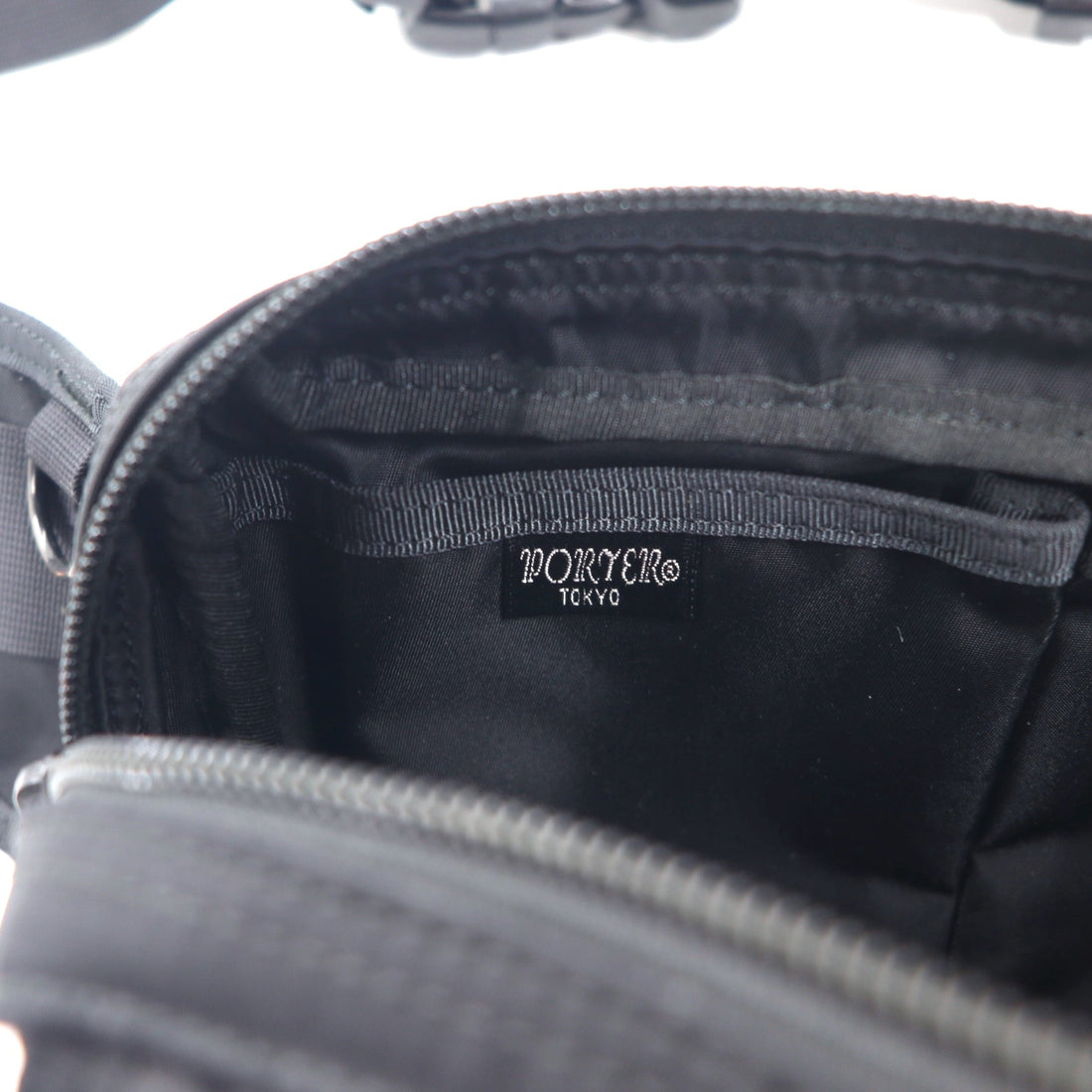 PORTER Waist Bag Body Bag Black Nylon Diamond Pattern Made in Japan
