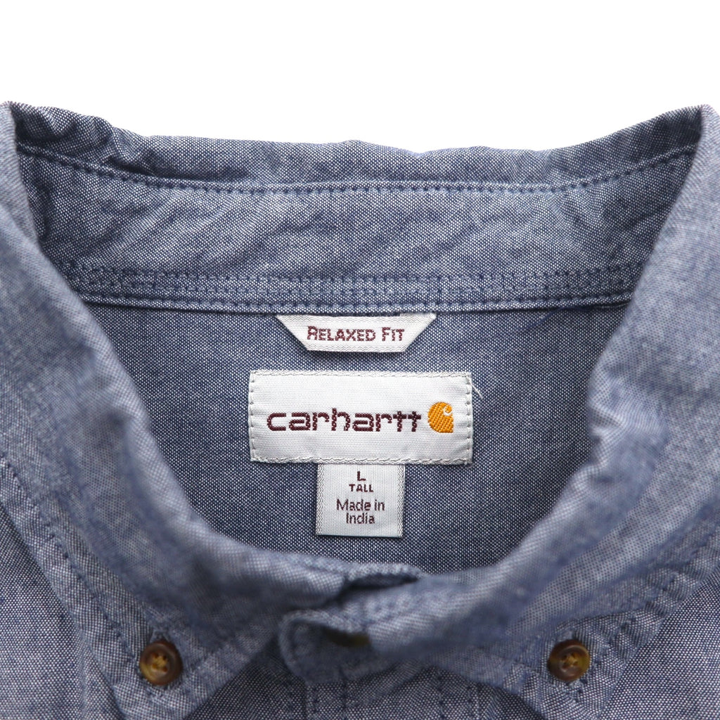Carhartt Button-Down Chambray Work Shirt, Size L, Blue, FORT L/S CHAMBRAY SHIRT, Double Pocket, S202, Relaxed Fit