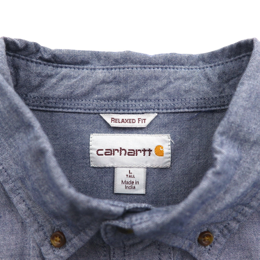 Carhartt Button-Down Chambray Work Shirt, Size L, Blue, FORT L/S CHAMBRAY SHIRT, Double Pocket, S202, Relaxed Fit