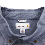 Carhartt Button-Down Chambray Work Shirt, Size L, Blue, FORT L/S CHAMBRAY SHIRT, Double Pocket, S202, Relaxed Fit