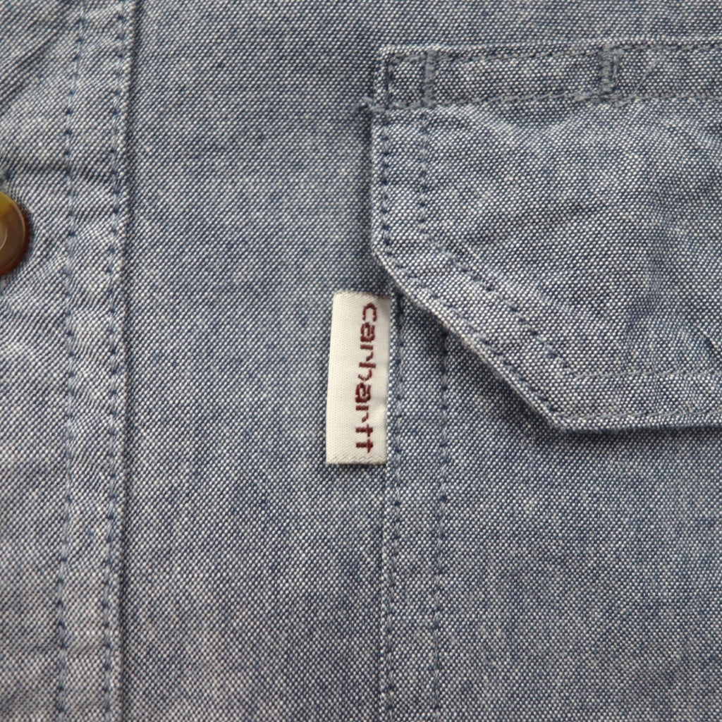 Carhartt Button-Down Chambray Work Shirt, Size L, Blue, FORT L/S CHAMBRAY SHIRT, Double Pocket, S202, Relaxed Fit