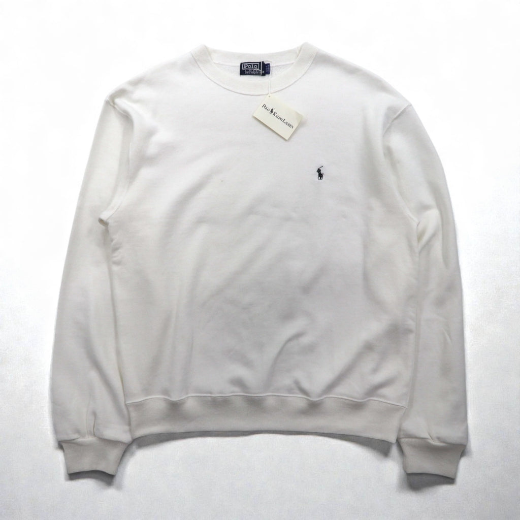 Polo Ralph Lauren 90年代 USA製 スウェット トレーナー L ホワイト スモールポニー刺繡 デッドストック 未使用品
