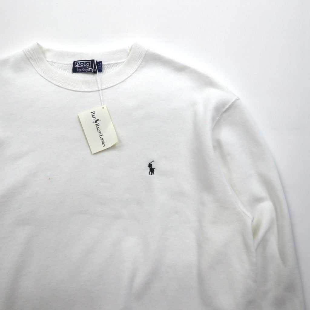 Polo Ralph Lauren 90年代 USA製 スウェット トレーナー L ホワイト スモールポニー刺繡 デッドストック 未使用品