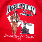 ARTEX USA製 90年代 プリント スウェット XL レッド コットン 裏起毛 DESERT STORM