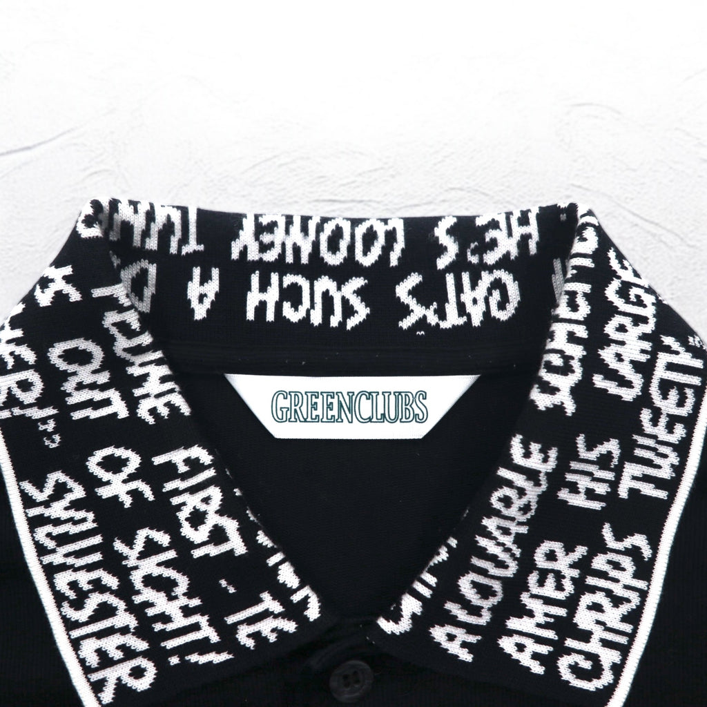 GREEN CLUBS x Warner Bros 90s Long Sleeve Polo Shirt XL Black Pique Looney Tunes Sylvester Cat Made in Japan