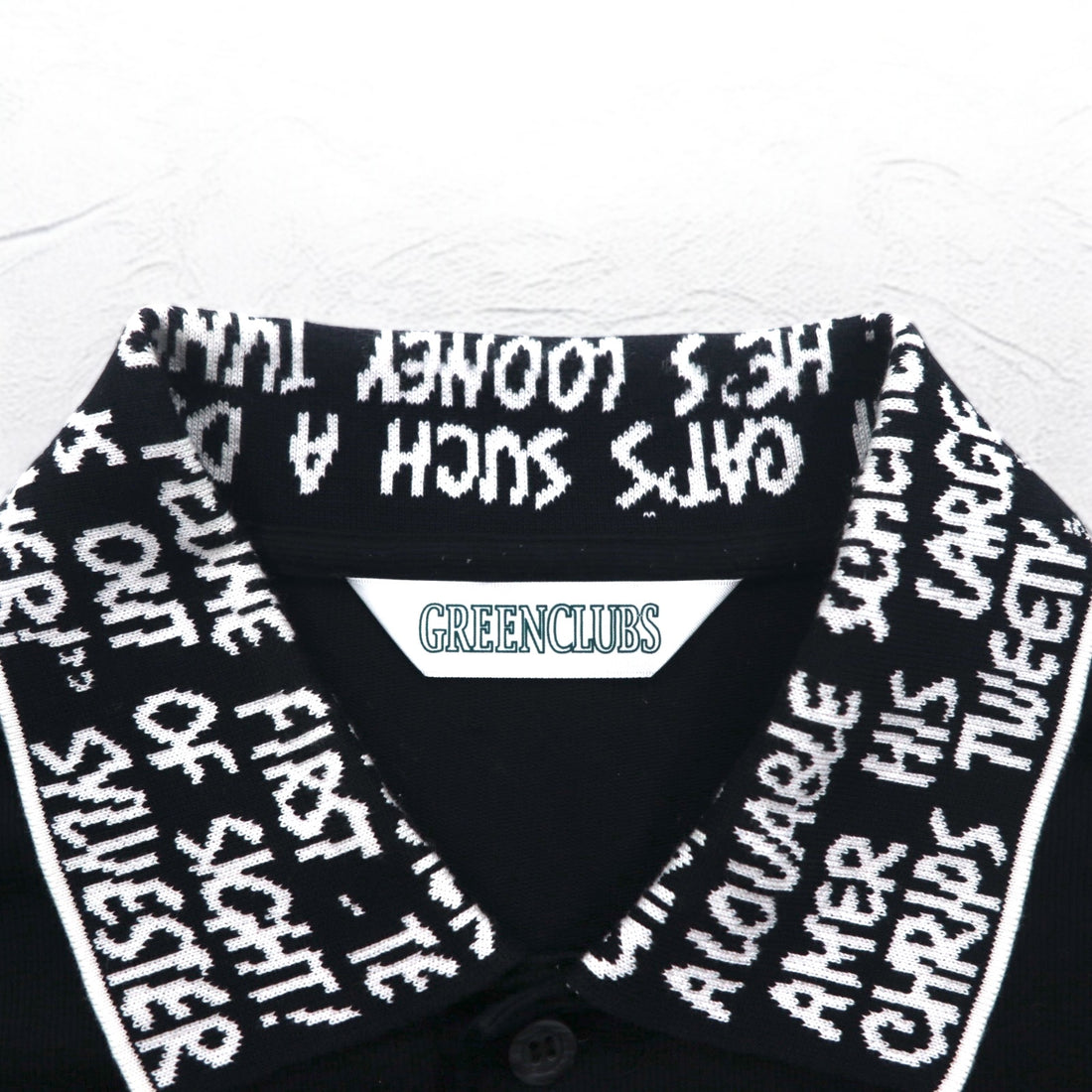 GREEN CLUBS x Warner Bros 90s Long Sleeve Polo Shirt XL Black Pique Looney Tunes Sylvester Cat Made in Japan