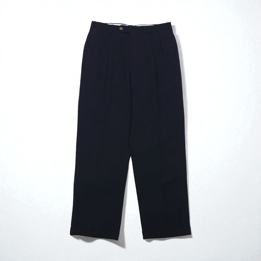 TOMMY HILFIGER 90s 2-pleat wide-leg slacks, size L, navy wool gabardine