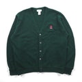 IZOD 90s Acrylic Knit V-Neck Cardigan L Green One Point Logo