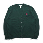 IZOD 90s Acrylic Knit V-Neck Cardigan L Green One Point Logo