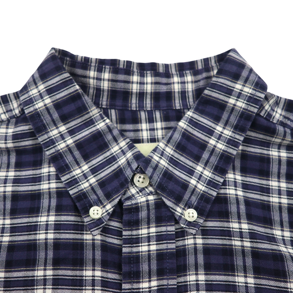 Eddie Bauer 90s Button-Down Shirt, Size L, Navy Cotton, Check, Chest Pocket