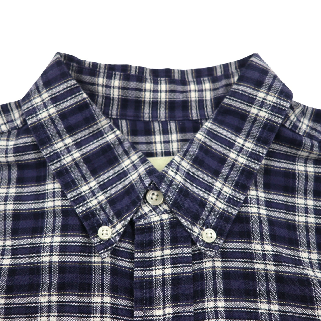 Eddie Bauer 90s Button-Down Shirt, Size L, Navy Cotton, Check, Chest Pocket