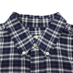 Eddie Bauer 90s Button-Down Shirt, Size L, Navy Cotton, Check, Chest Pocket