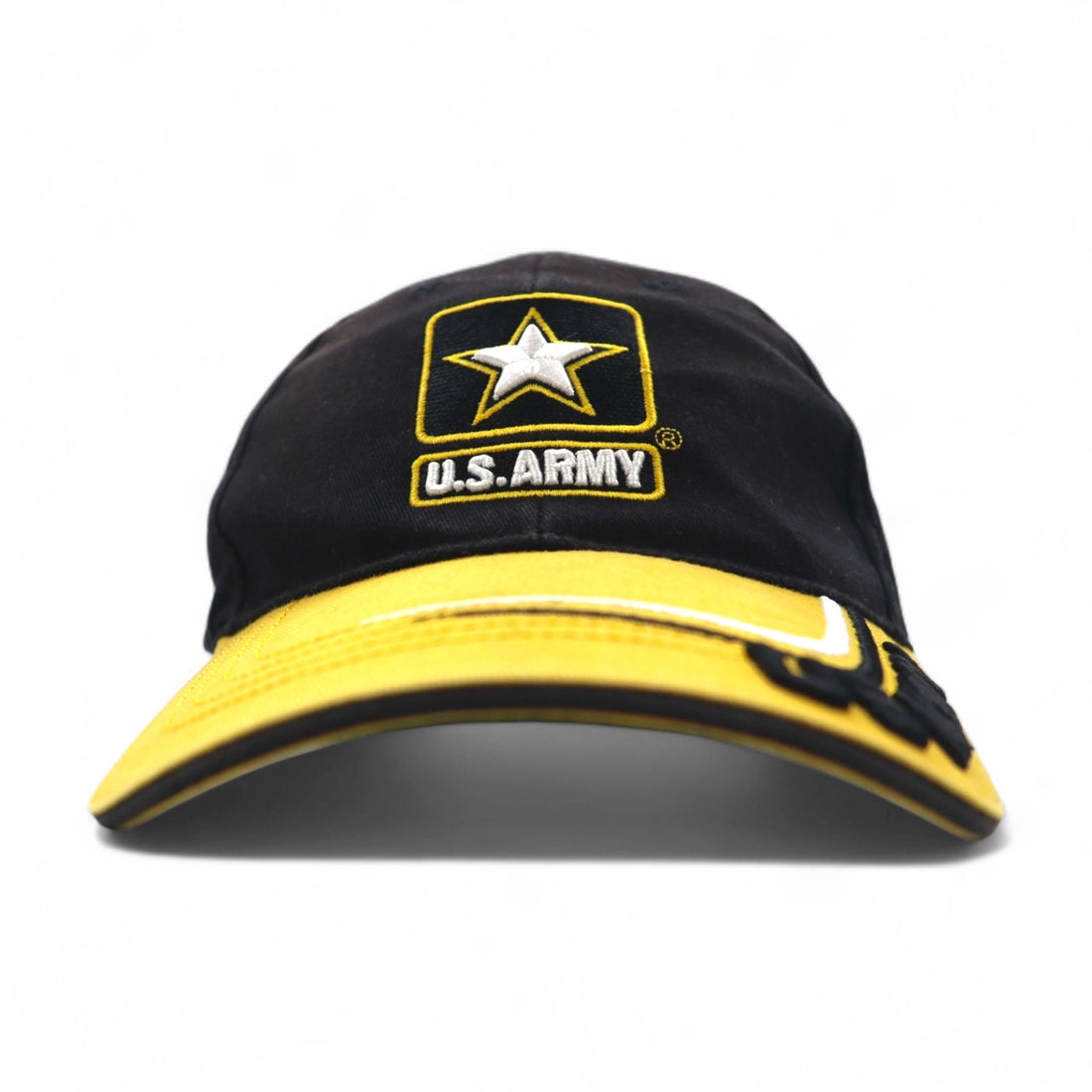 U.S.ARMY 米軍 バイカラー 6パネルキャップ FREE マジックテープ ブラック イエロー コットン