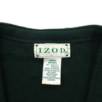 IZOD 90s Acrylic Knit V-Neck Cardigan L Green One Point Logo