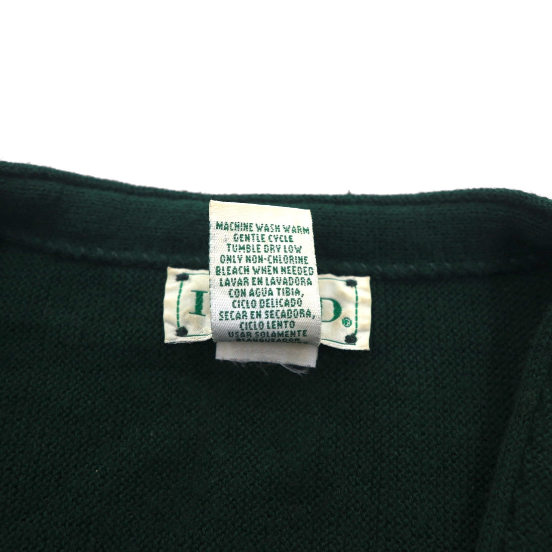 IZOD 90s Acrylic Knit V-Neck Cardigan L Green One Point Logo