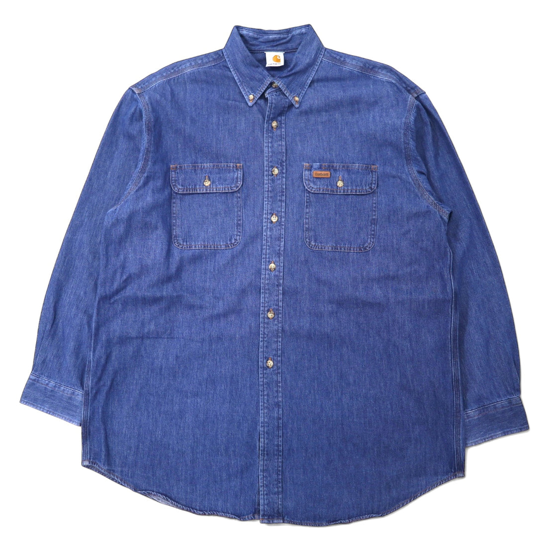 日本然リトテ-古着オンライン-carhartt デニム ボタンダウンシャツ XL ブルー コットン ビッグサイズ-carhartt denim button-down shirts XL blue cotton big size