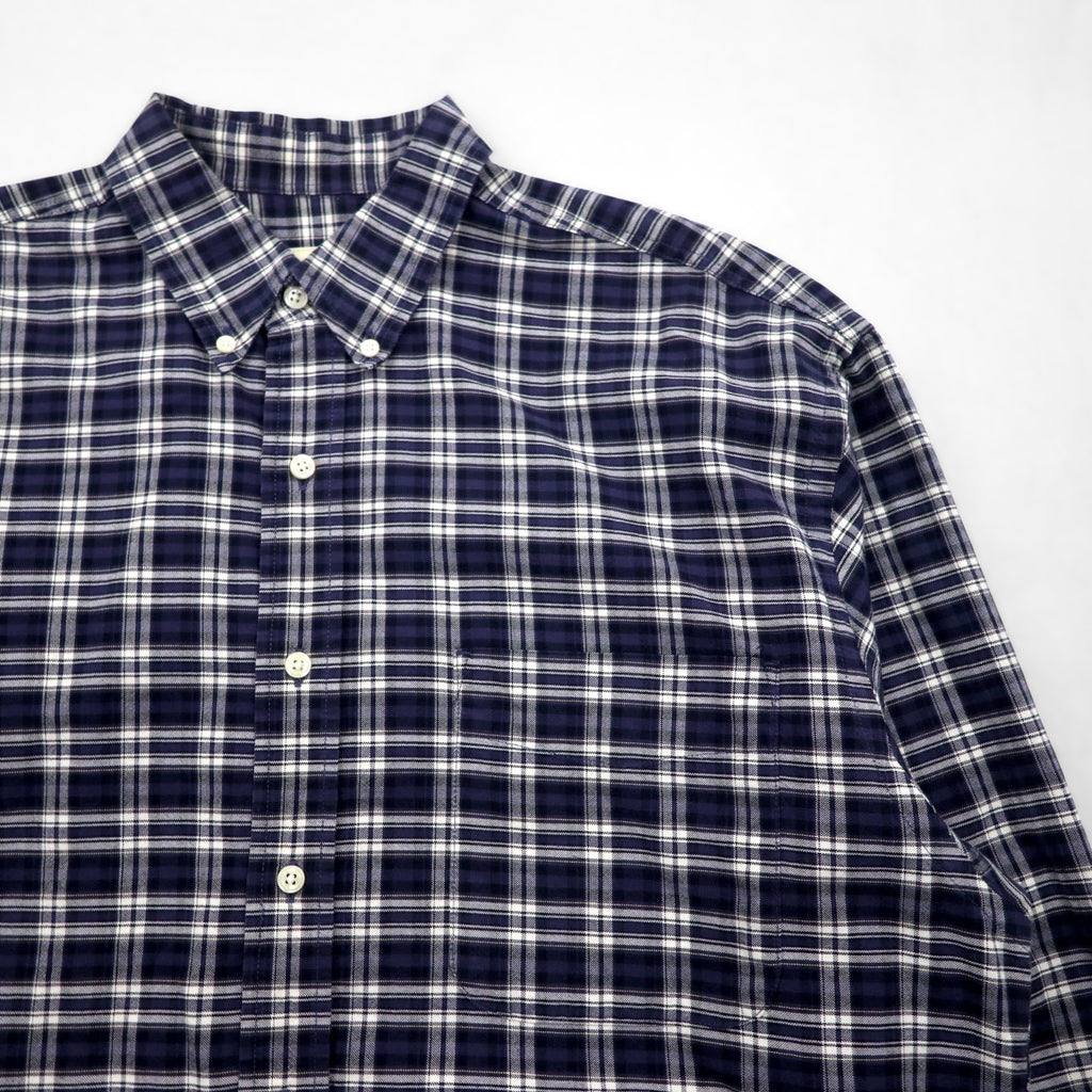 Eddie Bauer 90s Button-Down Shirt, Size L, Navy Cotton, Check, Chest Pocket