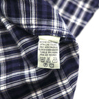 Eddie Bauer 90s Button-Down Shirt, Size L, Navy Cotton, Check, Chest Pocket
