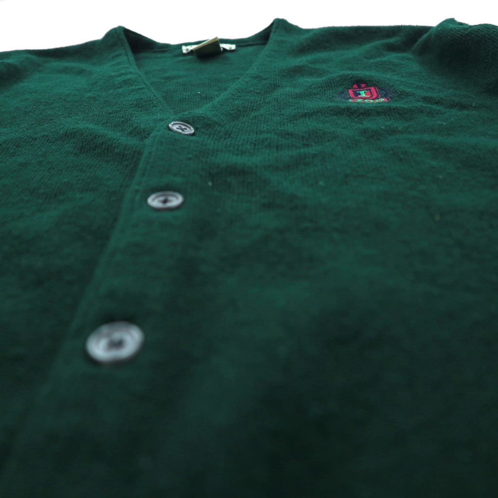 IZOD 90s Acrylic Knit V-Neck Cardigan L Green One Point Logo