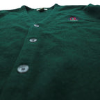 IZOD 90s Acrylic Knit V-Neck Cardigan L Green One Point Logo