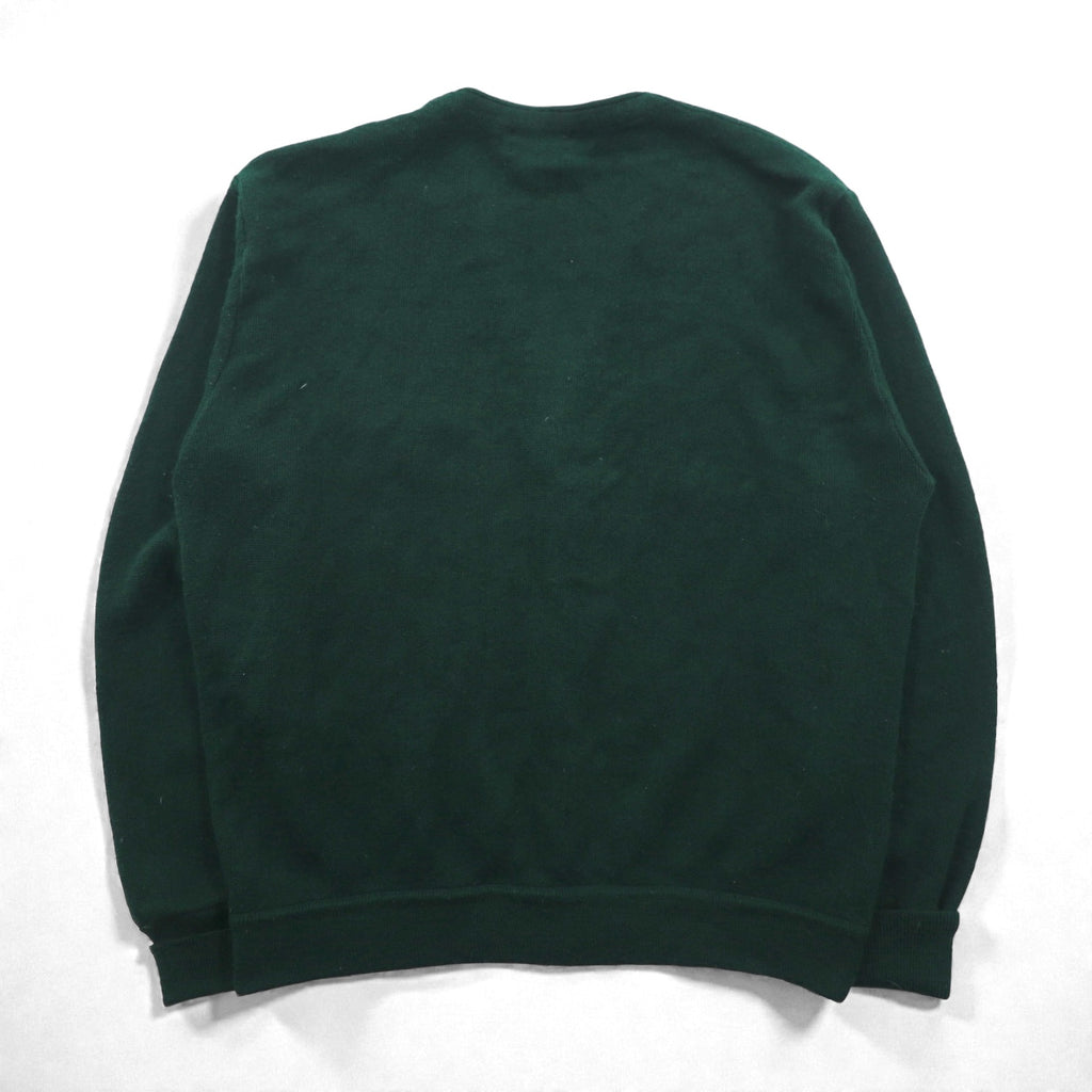 IZOD 90s Acrylic Knit V-Neck Cardigan L Green One Point Logo