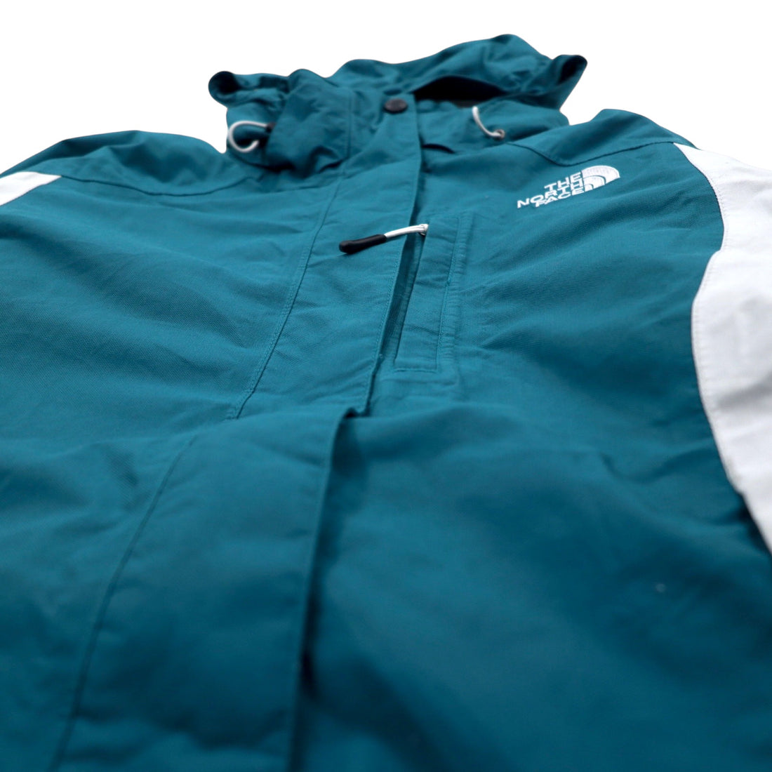 THE NORTH FACE Mountain Parka L Blue Nylon HYVENT Waterproof Breathable Zip-in-Zip Removable Hood Double Zip US Standard