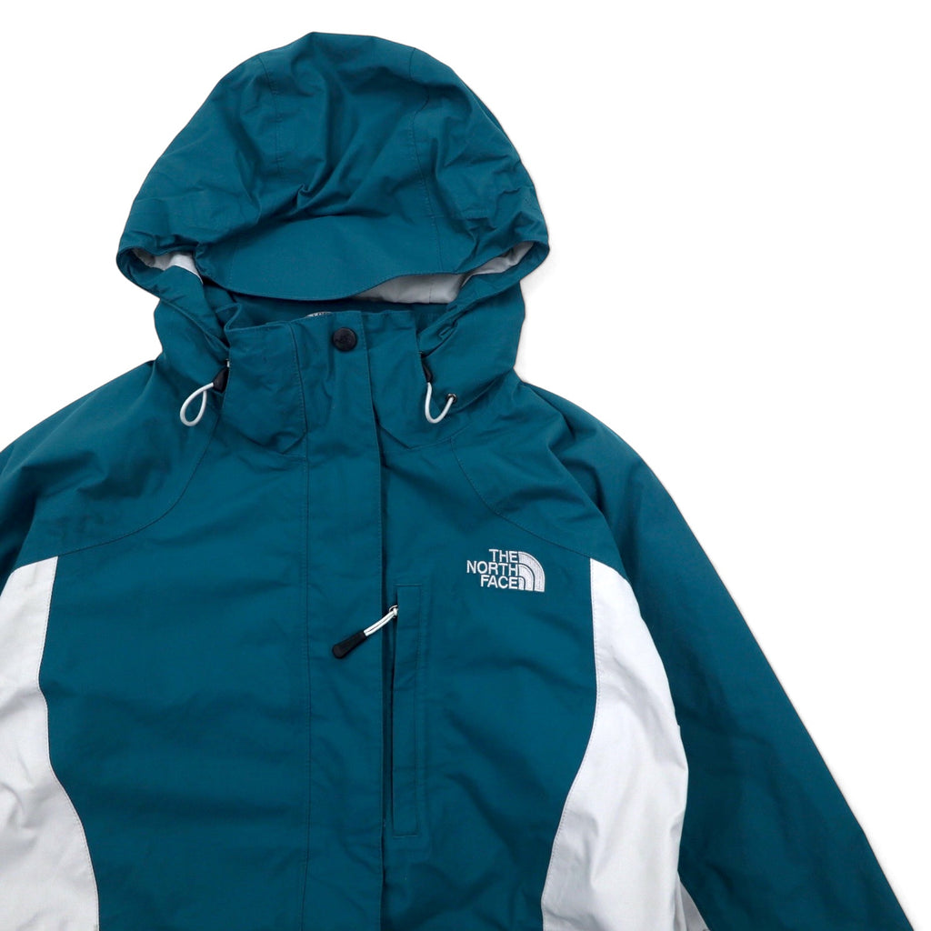 THE NORTH FACE Mountain Parka L Blue Nylon HYVENT Waterproof Breathable Zip-in-Zip Removable Hood Double Zip US Standard