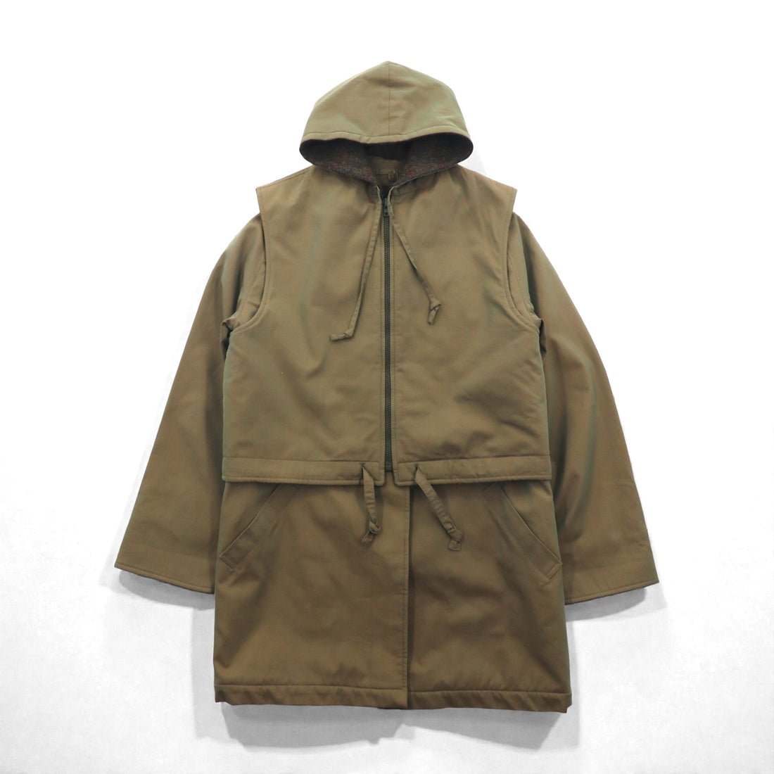 BURBERRY 90s Vintage 3-Way Layered Soutien Collar Coat, Size M, Hooded Vest with Yoke, Single Sleeve, Iridescent Tweed Lining, Made in UK