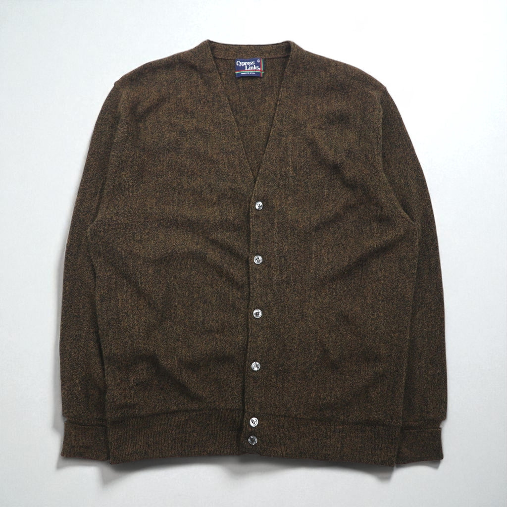 90s USA Vintage Knit Cardigan Cypress Links 90s Made in USA Knit Cardigan Size L Brown Acrylic