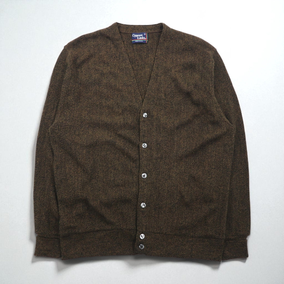 90s USA Vintage Knit Cardigan Cypress Links 90s Made in USA Knit Cardigan Size L Brown Acrylic