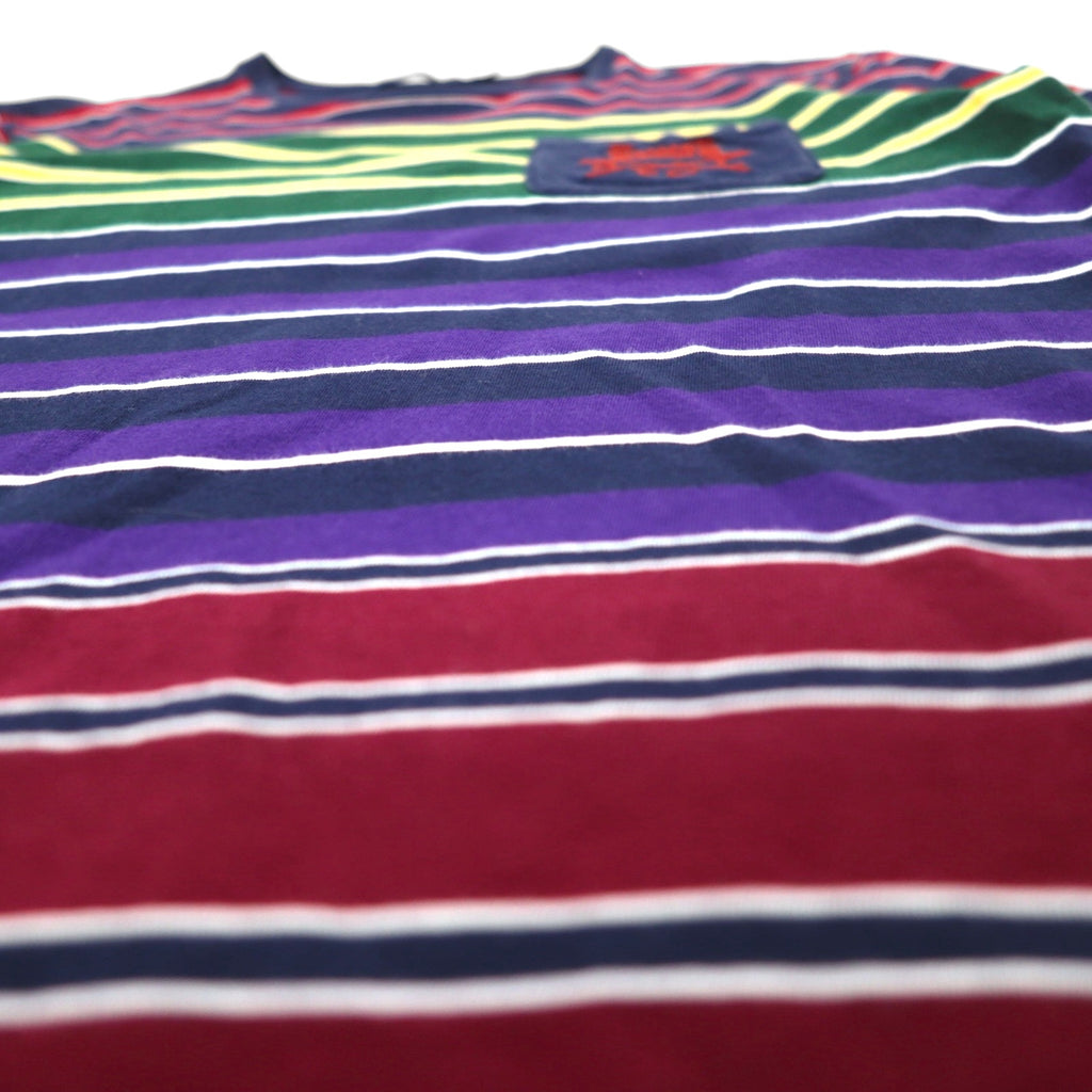 POLO RALPH LAUREN マルチボーダー ポケットTシャツ S マルチカラー コットン RLFC ロゴ刺繍 スリランカ製