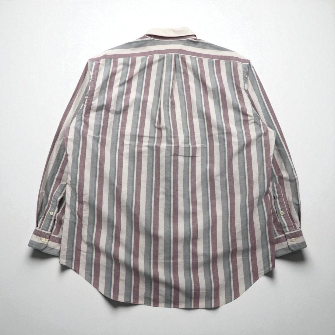 Polo Ralph Lauren 90年代 クレリックシャツ L グレー ストライプ 胸ポケット ワッペン エンブレム