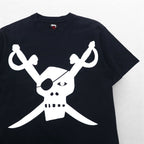 STUSSY スカル パイレーツ プリント Tシャツ S ブラック コットン メキシコ製