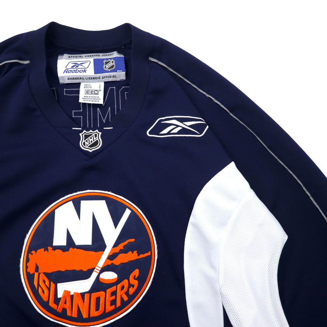 Reebok Hockey Shirt Game Shirt L Navy Polyester CCM Jersey NHL NY ISLANDERS Numbering Big Size