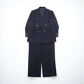 BURBERRY 80年代 日本製 ピークドラペル ダブルブレスト セットアップ スーツ S ネイビー ウール TASMANIA WOOL 紺ブレ 金ボタン ギャバジン