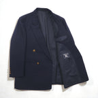 BURBERRY 80年代 日本製 ピークドラペル ダブルブレスト セットアップ スーツ S ネイビー ウール TASMANIA WOOL 紺ブレ 金ボタン ギャバジン
