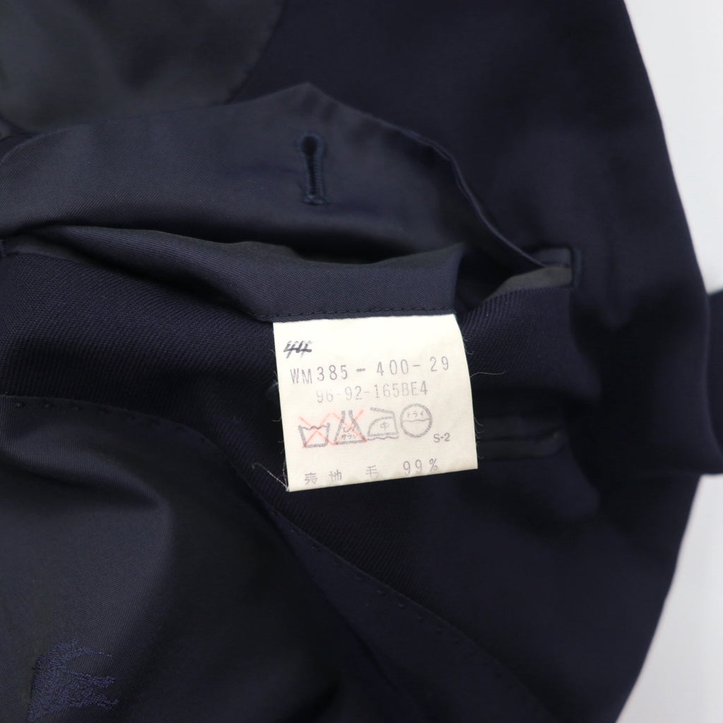 BURBERRY 80年代 日本製 ピークドラペル ダブルブレスト セットアップ スーツ S ネイビー ウール TASMANIA WOOL 紺ブレ 金ボタン ギャバジン