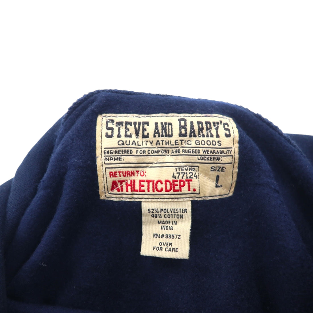 90s STEVE AND BARRY'S Reverse Weave Pullover Hoodie L Navy Polyester College ILLINOIS Arch Logo Big Size