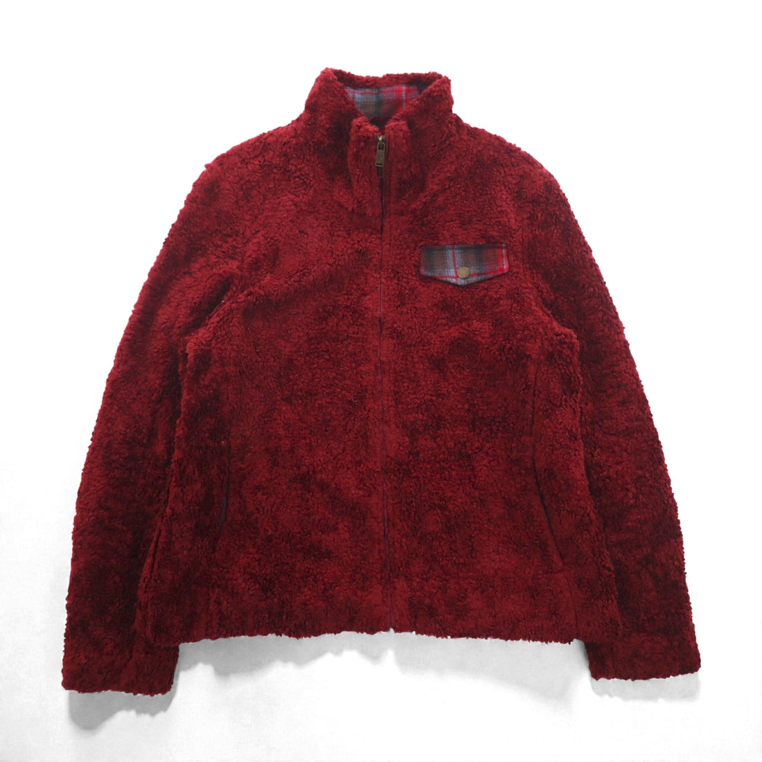 PENDLETON Boa Fleece Jacket M, Bordeaux, Chest Pocket Zip Up