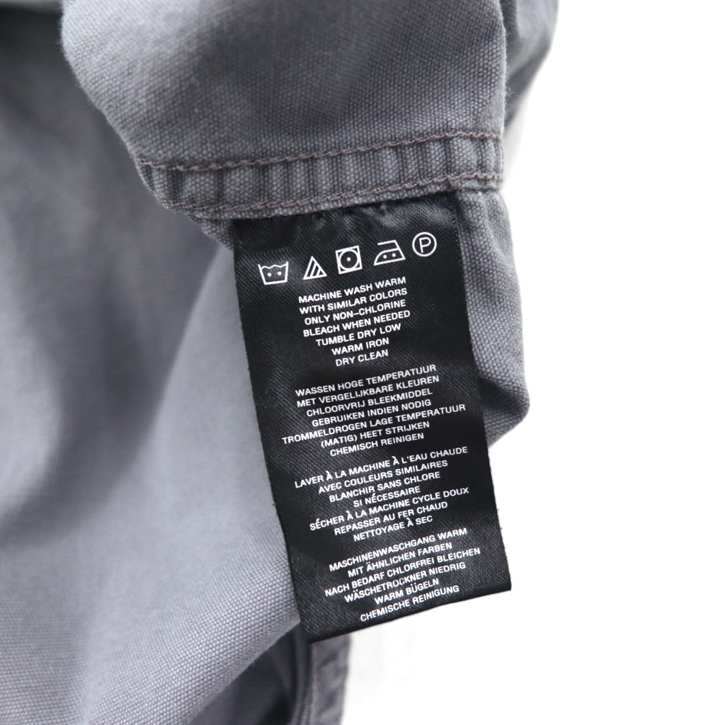 HARLEY DAVIDSON スカルプリント 半袖 ワークシャツ L グレー バックプリント ダブルポケット