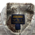 WOOLRICH Animal Print Button-Down Shirt, L, Khaki, Cotton, Made in Peru