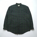 Eddie Bauer 90s Oversized Button-Down Flannel Shirt, Size L, Green Cotton Check