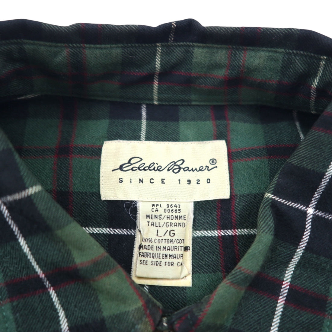 Eddie Bauer 90s Oversized Button-Down Flannel Shirt, Size L, Green Cotton Check