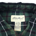 Eddie Bauer 90s Oversized Button-Down Flannel Shirt, Size L, Green Cotton Check