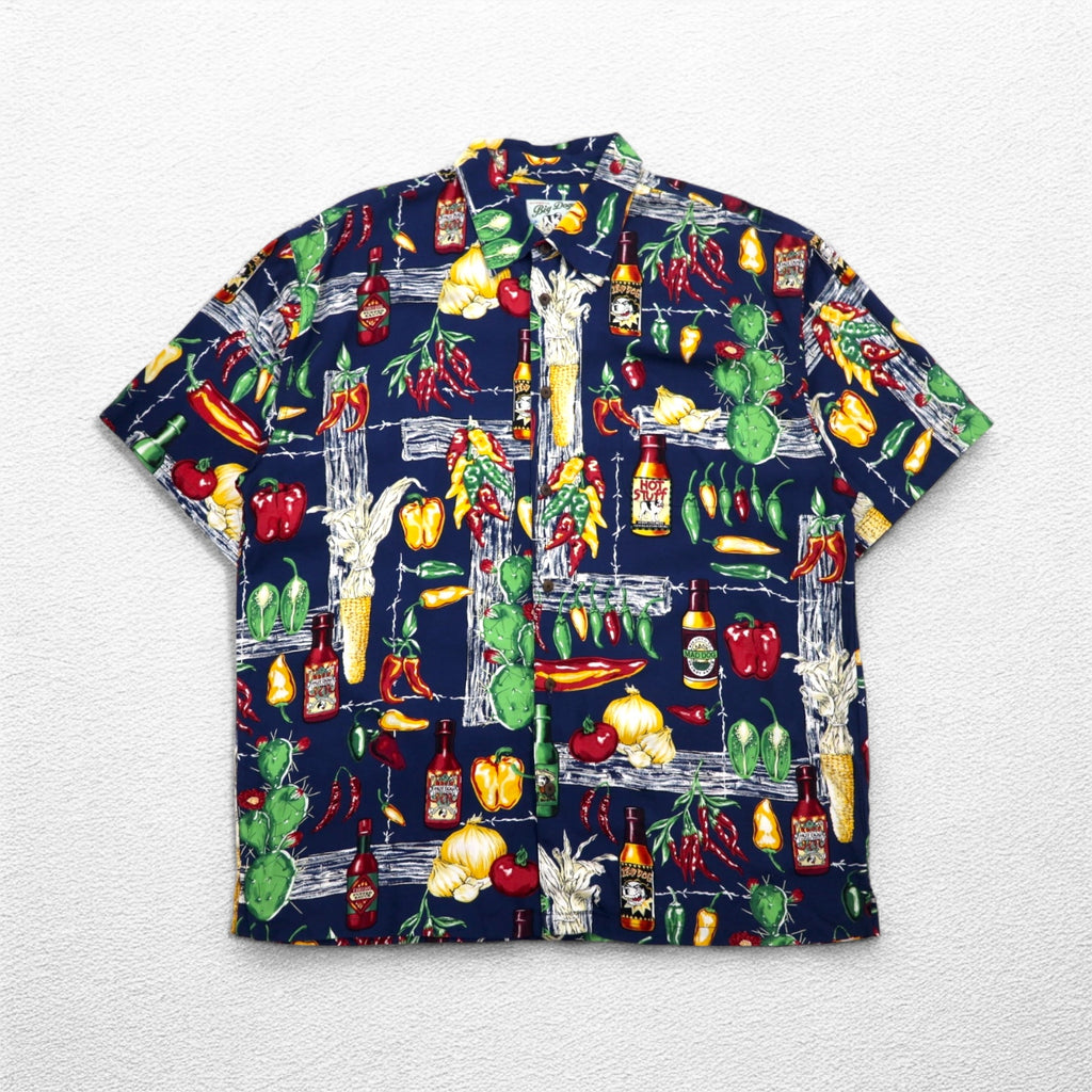 Big Dogs 90s Aloha Shirt XL Navy Rayon All-over Pattern