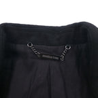 monkey time (UNITED ARROWS) Chesterfield Coat with Leather Sleeves, Size M, Black Wool, Lamb (1286-199-0379)