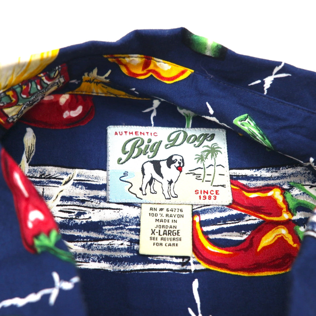 Big Dogs 90s Aloha Shirt XL Navy Rayon All-over Pattern