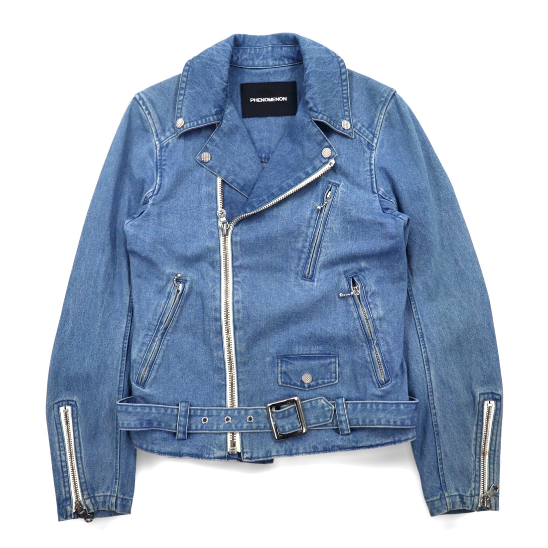 PHENOMENON Denim Double Riders Jacket M Indigo Blue Cotton JKT-235 Made in Japan