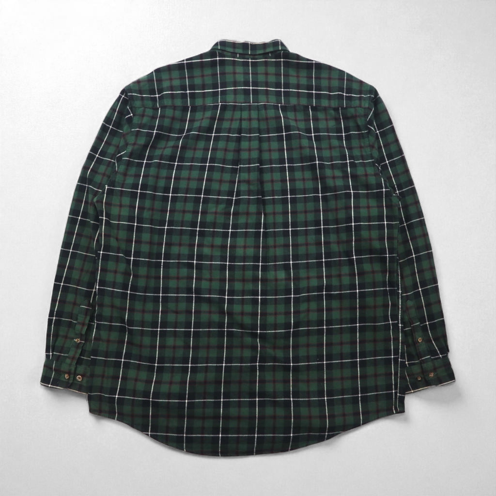Eddie Bauer 90s Oversized Button-Down Flannel Shirt, Size L, Green Cotton Check